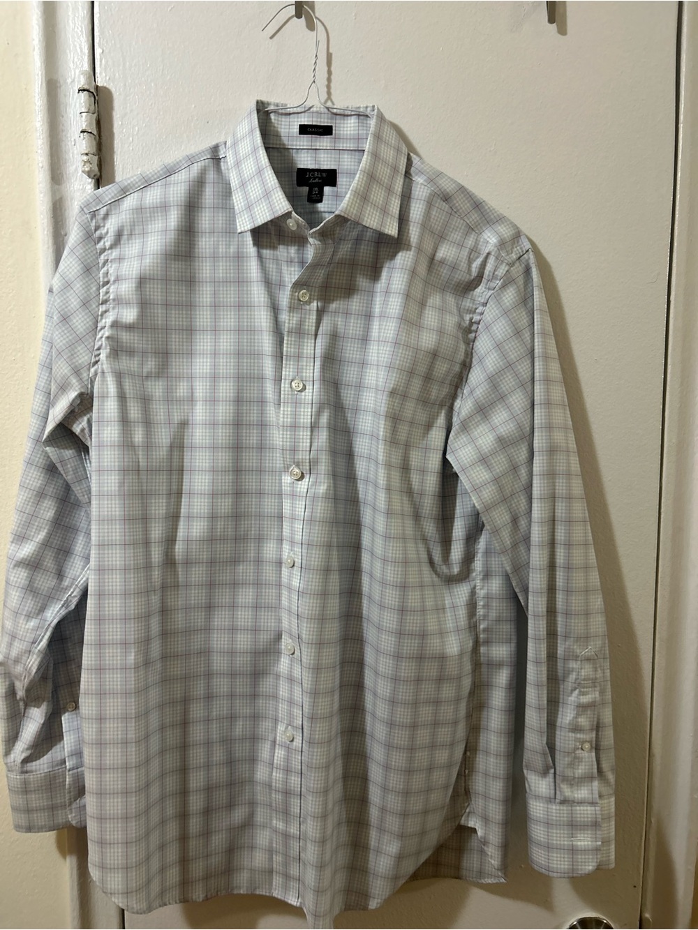 J. Crew Men's Light Plaid Dress Shirt in Gray and Blue